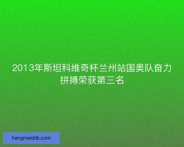 2013年斯坦科维奇杯兰州站国奥队奋力拼搏荣获第三名
